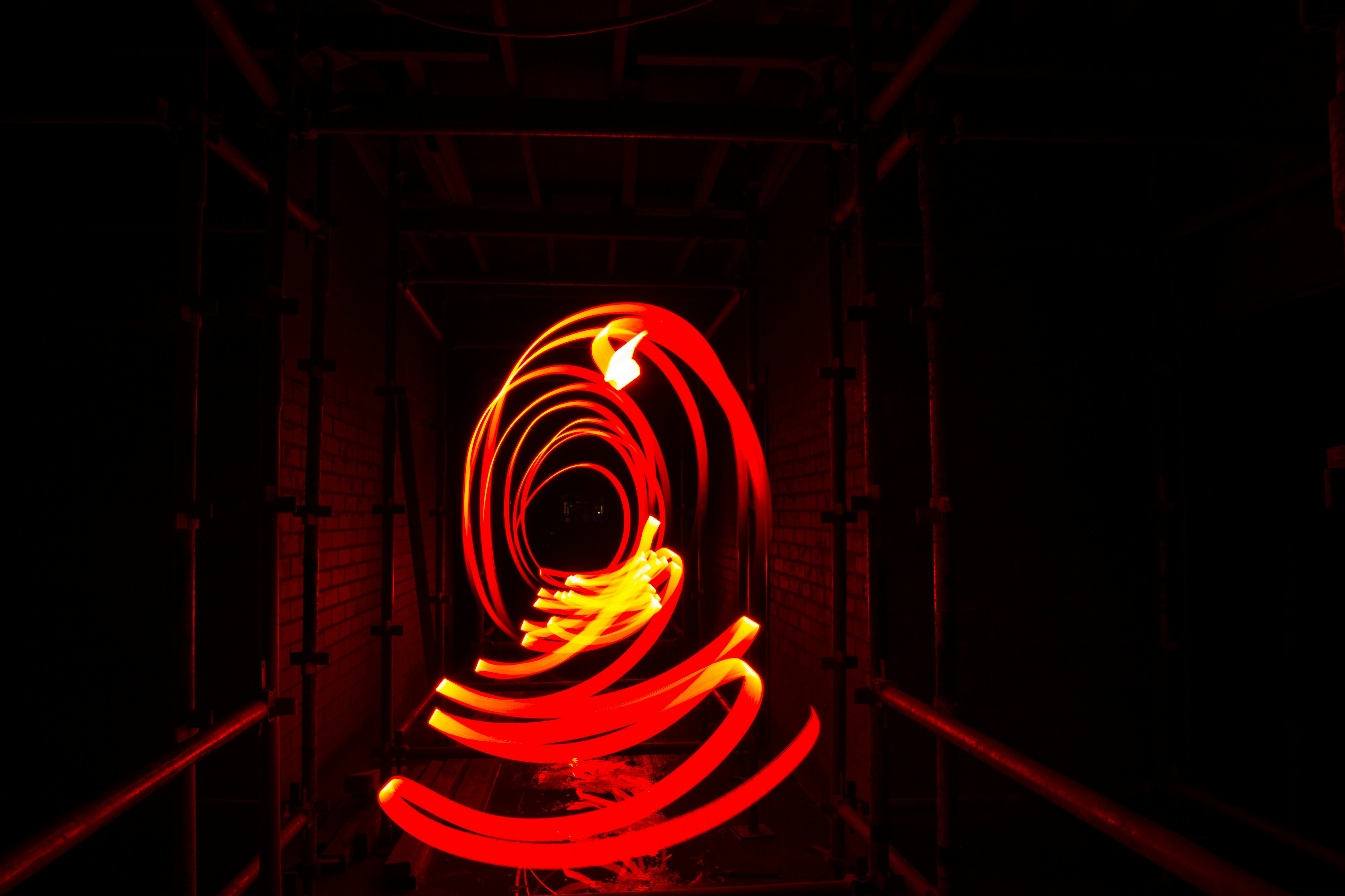 time-lapsed photo of red and yellow light